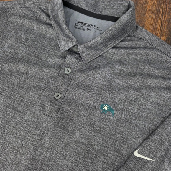 Nike Golf Other - Nike Golf Dri-FIT Polo Shirt Mens Large Gray Heathered Bison Logo Short Sleeve